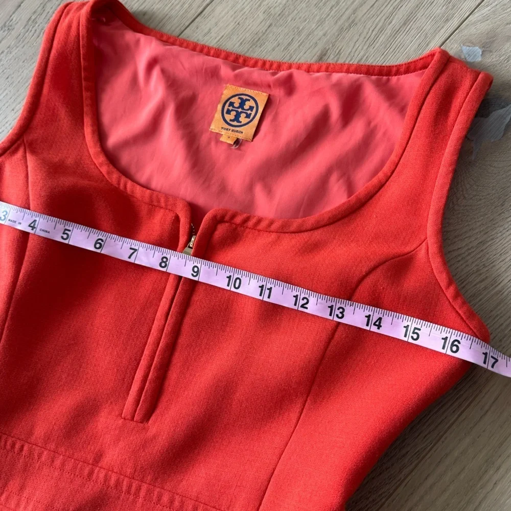 TORY BURCH Zachary Red Orange Wool Zipper Lined Dress Size 4 side Pockets